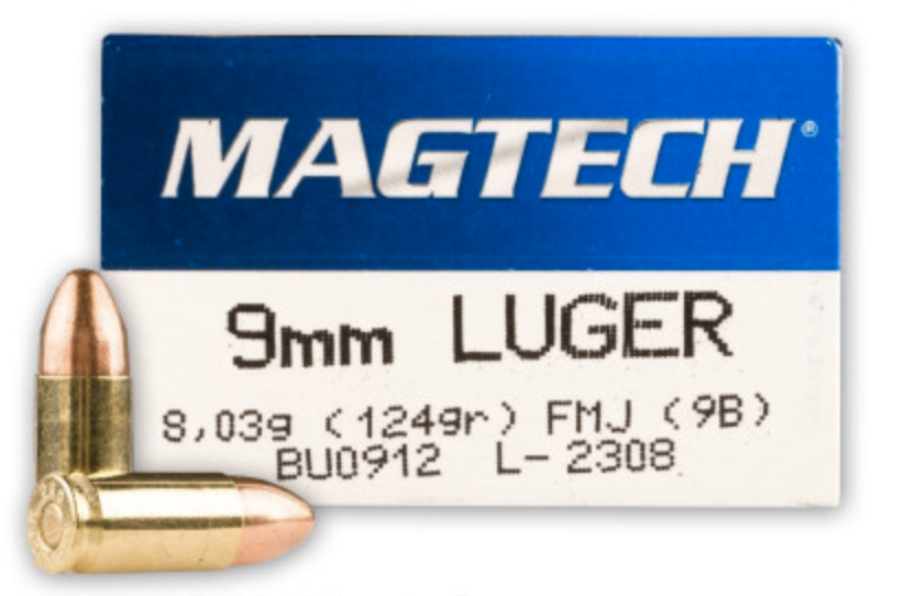 Bala Cal 9mm Luger / 9x19 FMC 8,03 g. (124 gr.) Magtech