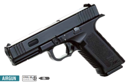 Pistola CO2 Balín de acero con Blowback KWC Mod. Glock 17 ver. cañón negro mate