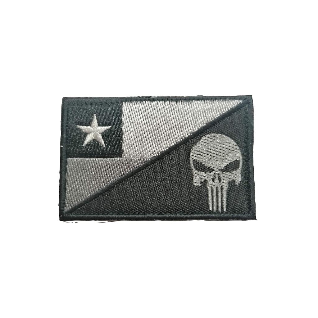 Parche bordado Bandera chilena tonos grises / Punisher